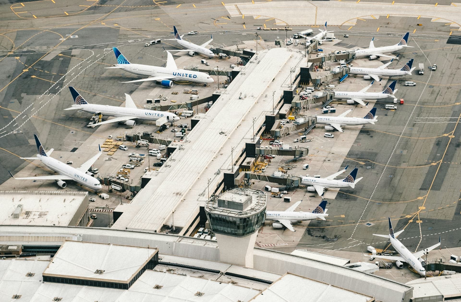 Vista aérea de la terminal del aeropuerto
