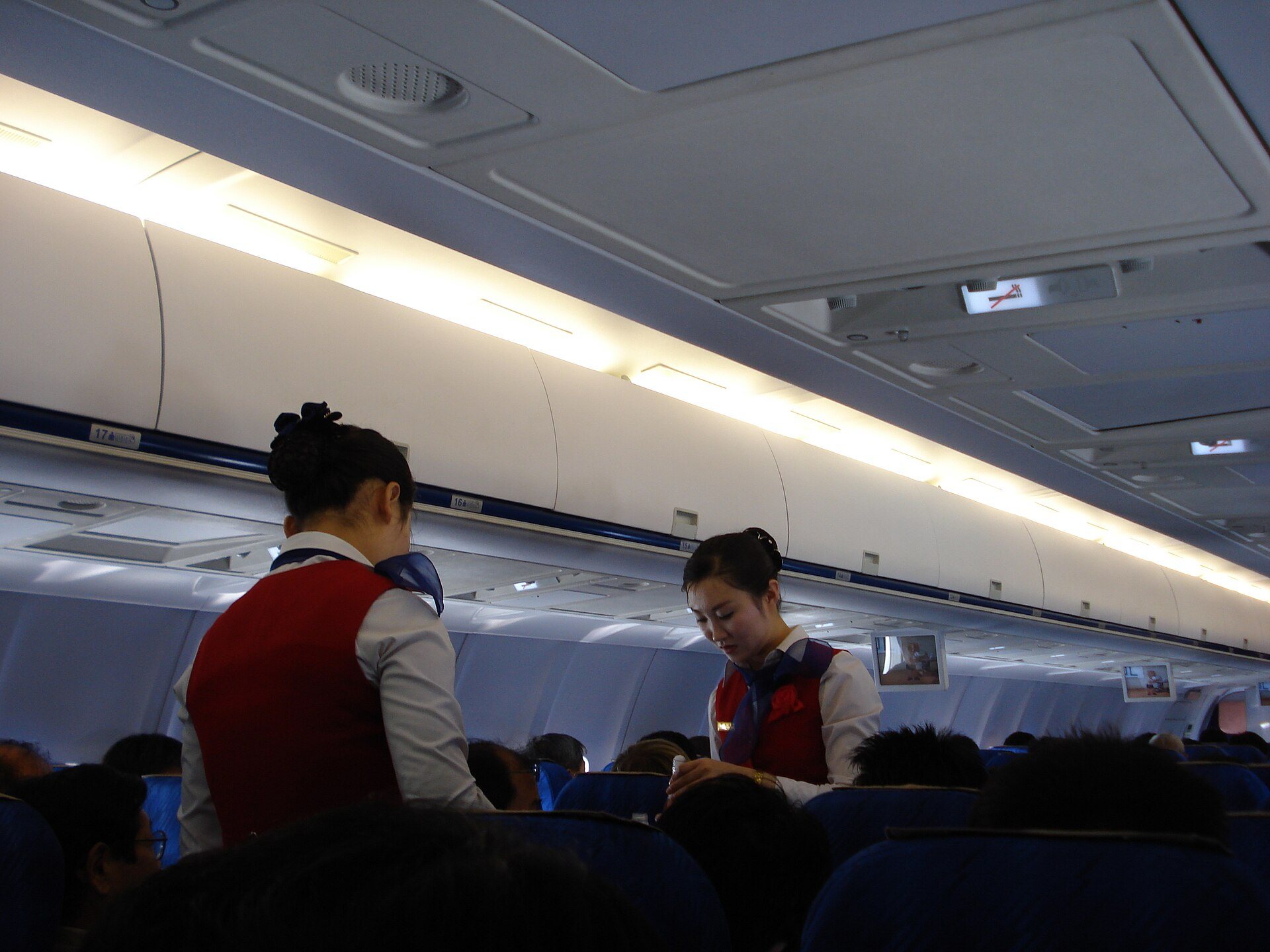 Cabin crew preparing the cabin